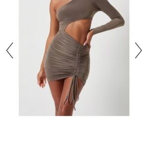 Missguided Taupe One-Shoulder Mini Skirt